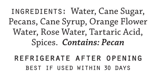 Nutritional Panel for El Guapo Creole Orgeat on a white background