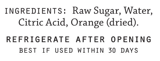 Ingredient list for El Guapo Demerara syrup on a white background