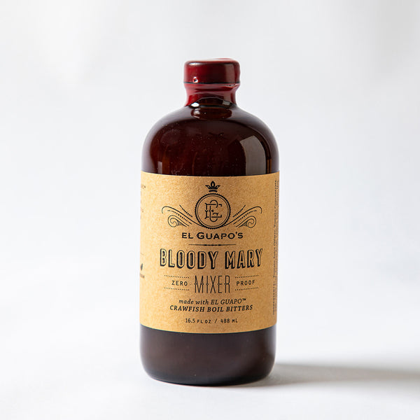 Bottle of El Guapo Bloody Mary Mixer on a white background