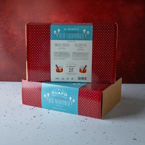 El Guapo Holiday Old Fashioned cocktail kit box views.