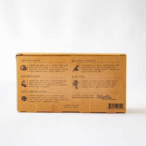 Back of Paperboard box with drink mix recipes on a white background