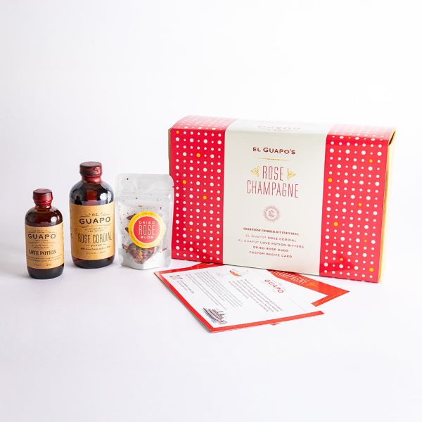 El Guapo Rose Champagne cocktail kit and gift set.