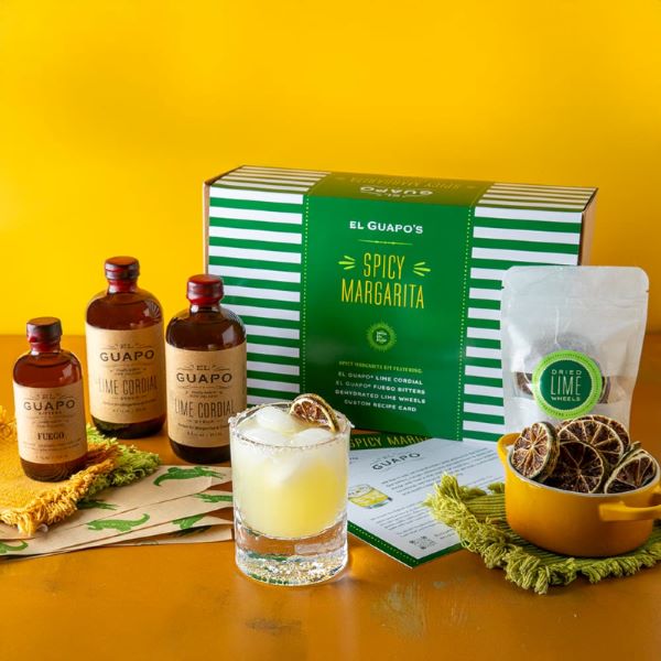 El Guapo Spicy Margarita cocktail kit recipe box set.