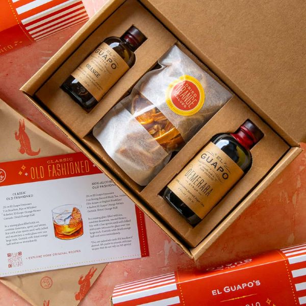 El Guapo Old Fashioned cocktail mixer gift basket kit.