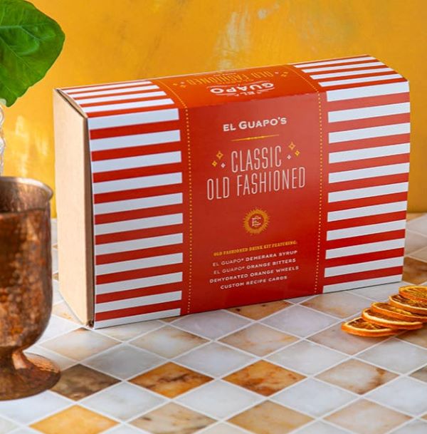 El Guapo Old Fashioned cocktail mixer gift basket kit.