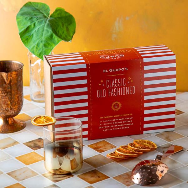 El Guapo Old Fashioned cocktail mixer gift basket kit.