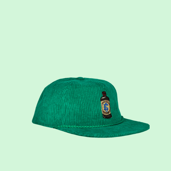 El Guapo corduroy hat in green, pink, and light pink with patch