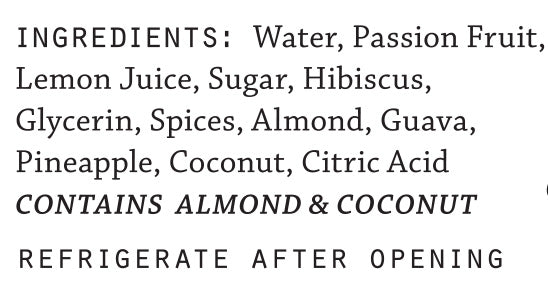 El Guapo Hurricane Mixer ingredients listed on a white background