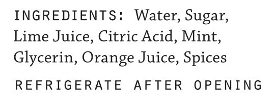 El Guapo Mojito Mixer ingredients listed on a white background