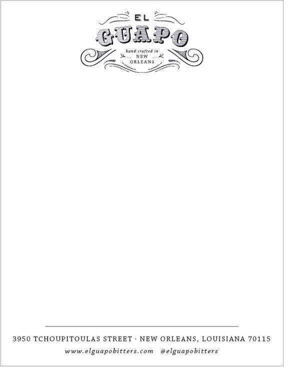 An El Guapo New Orleans stationery design.