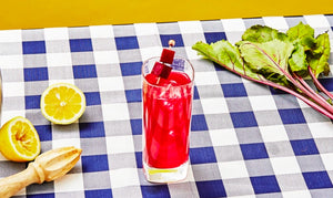 Vibrant pink Beet Gin and Tonic cocktail made with El Guapo Tonic Syrup