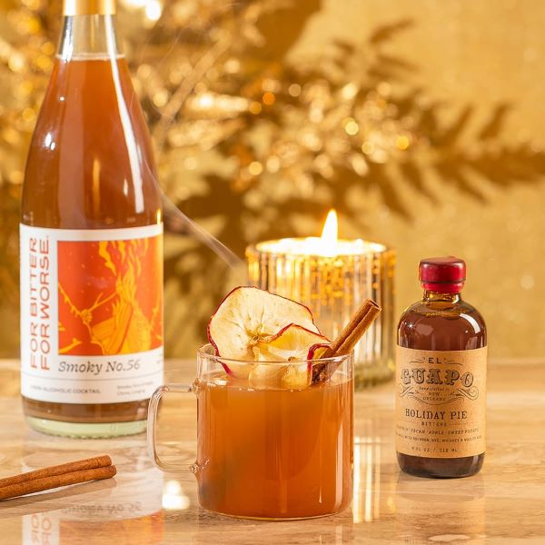 Holiday Pie bitters non-alcoholic warm apple cider recipe.