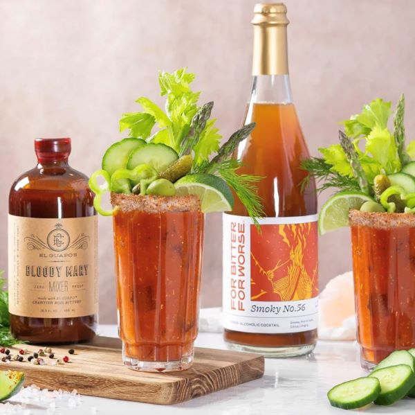 Alcohol Free Smoky Mary cocktail made with El Guapo Bloody Mary Mixer