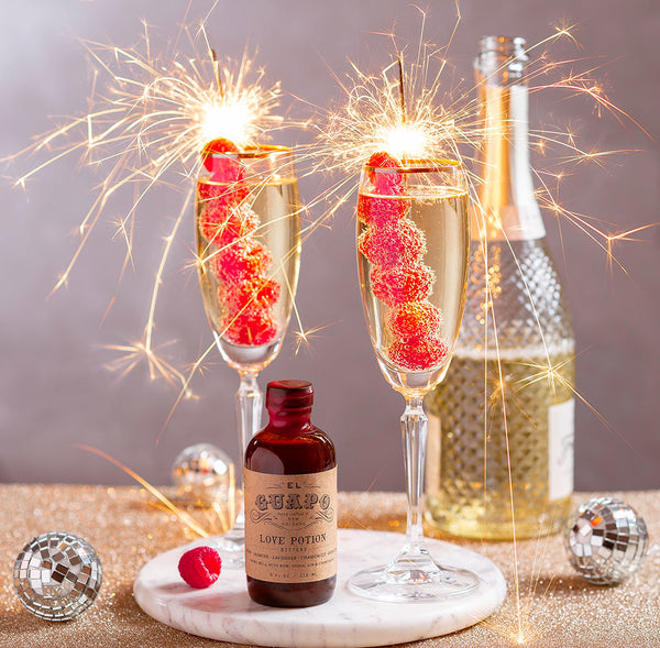 Sparkling New Years Eve Champagne Cocktail with Floral Bitters