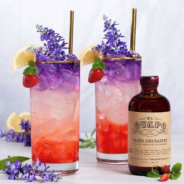 Sunset Lemonade cocktail made with El Guapo Cajun Grenadine.
